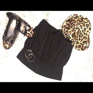 Dressy Black Tube Strapless Blousy Top